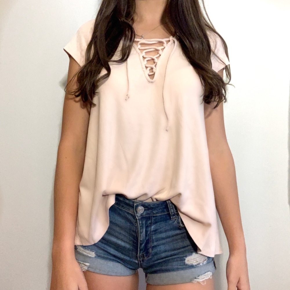 Hollister Ribbed Light Pink Shirt
